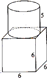 计算下面组合图形的表面积及体积.(单位:cm_3